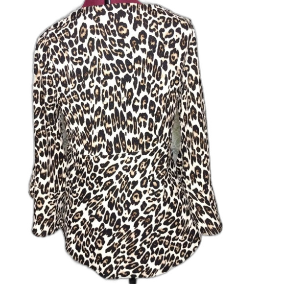 Chico's cute size S/4 women's Cheetah print lace up bodice 3/4 angel wing sleeve - Picture 3 of 13